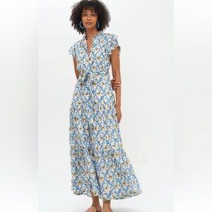 Oliphant Collar Button Maxi - Turquoise Kyoto Dress, Sz XL